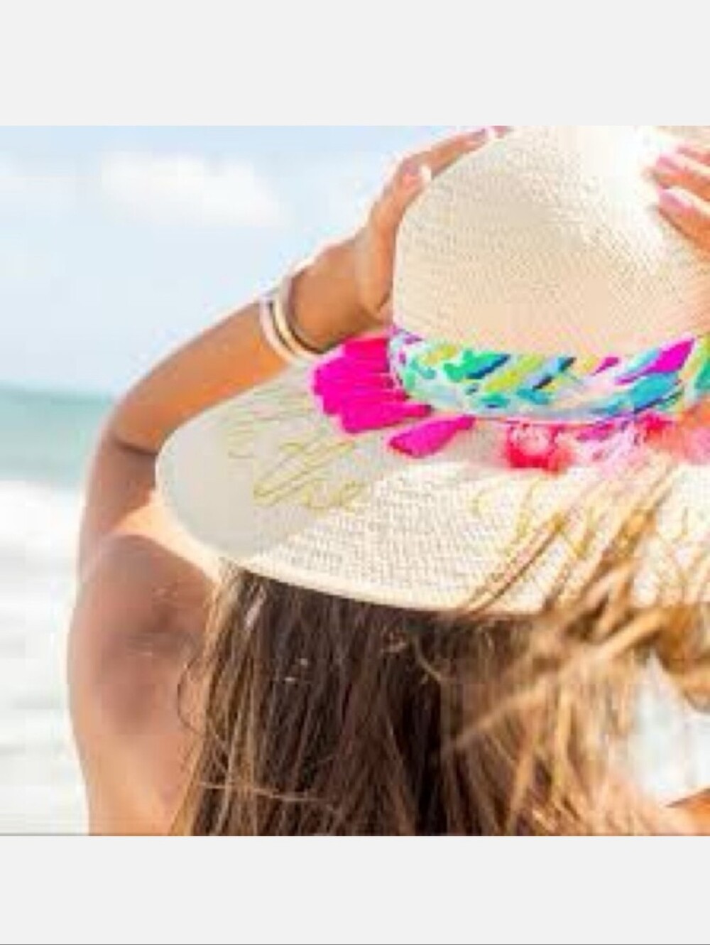 NWOT LILLY PULITZER "Catch The Wave" Sun Goddess Straw Beach Hat HTF - Picture 8 of 8